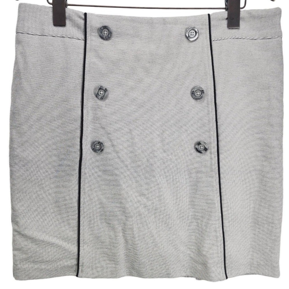 Lizzie Driver Skort Womens 12 Gray Striped Double‎ Breasted Golf Mini Skirt